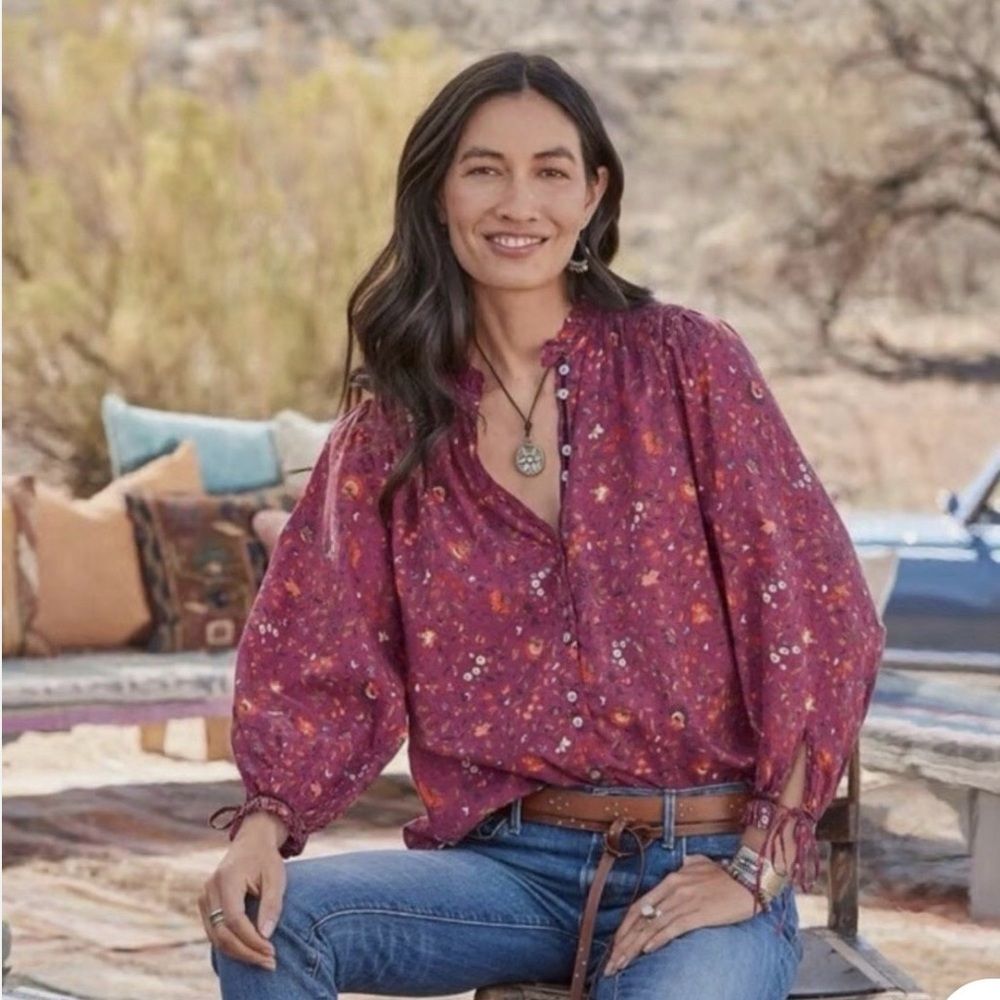 Sundance Plum Floral Peasant Blouse